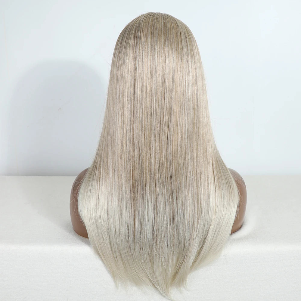 Synthetic Lace Front Wig Straight Baby Hair Bob Wig Bown Black Blonde Hair Wig 22"Cosplay Wig For Women Heat Resistant Wig