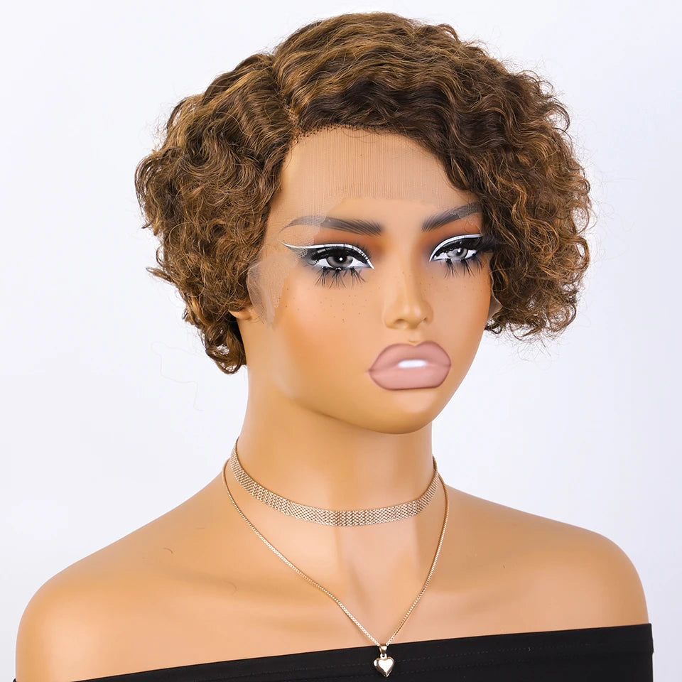 Black Pearl Pixie Wig Short Bob Wigs Curly Wigs Human Hair Wigs For Women 13x6x1 Lace Front Wigs Pelucas De Cabello 100 Humano