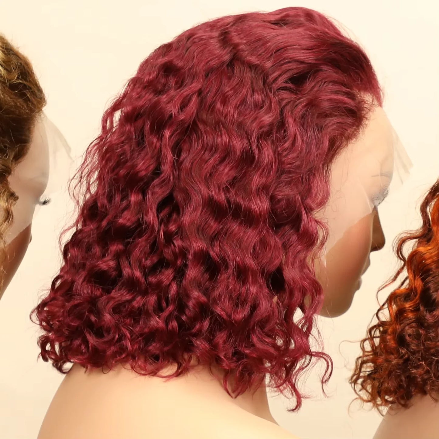 200% Density P4350 427 99j 1B Colored Burgundy Short Deep Water Wave 13x4 Lace Front Wigs Brazilian Short Bob 100% Human Hair