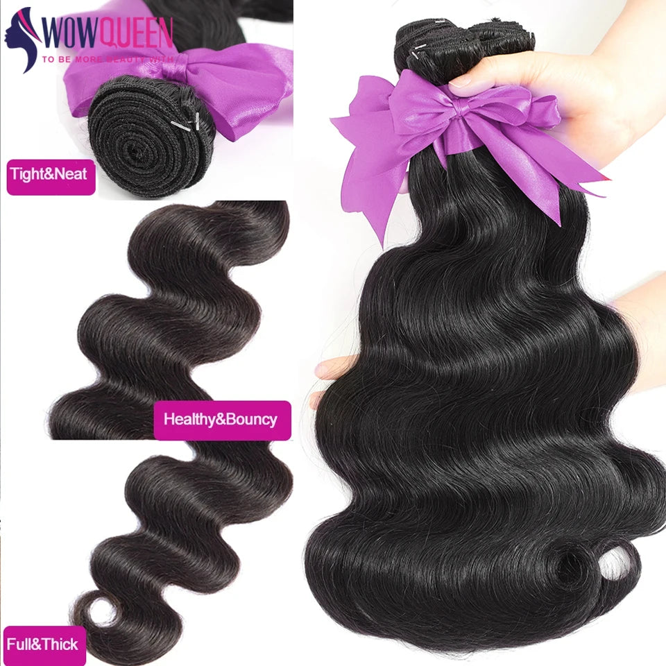 Body Wave Bundles With Closure 4x4 5x5 Hair Weave 3/4 Bundles With Closure 100% Human Hair Bundles Extensions With Lace Closure