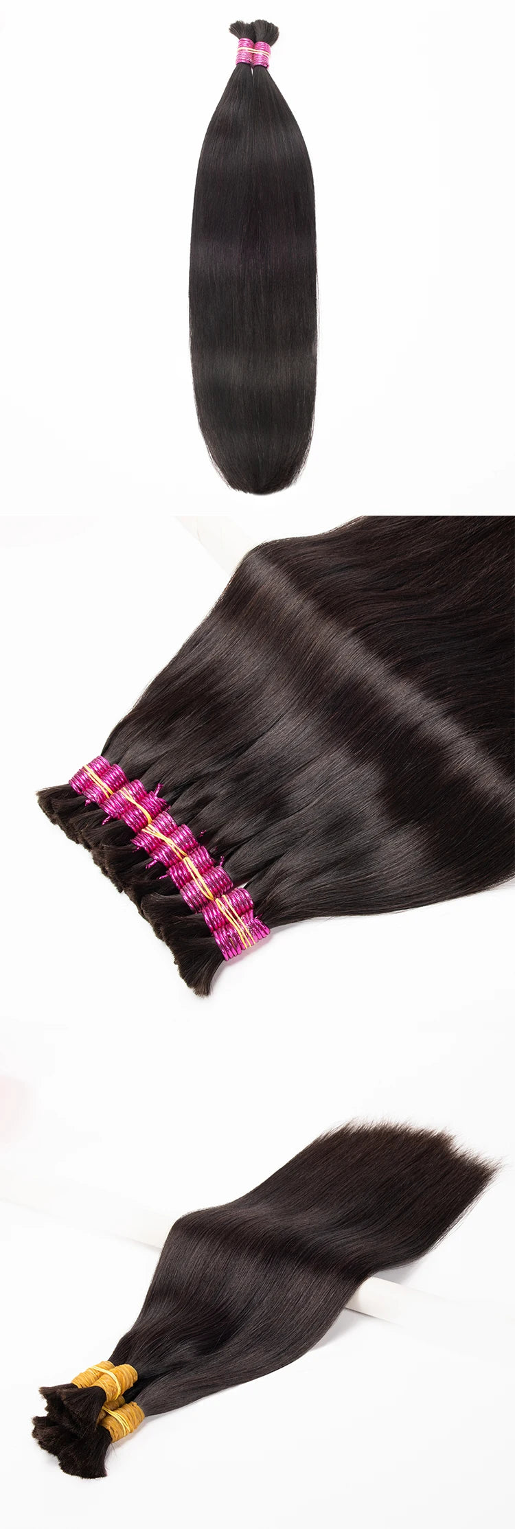 Straight Human Hair Bulk For Braiding Extensiones Cabelo Humano 100% Natural Balck Virgin Weaving Unprocessed No Bulk Human Hair