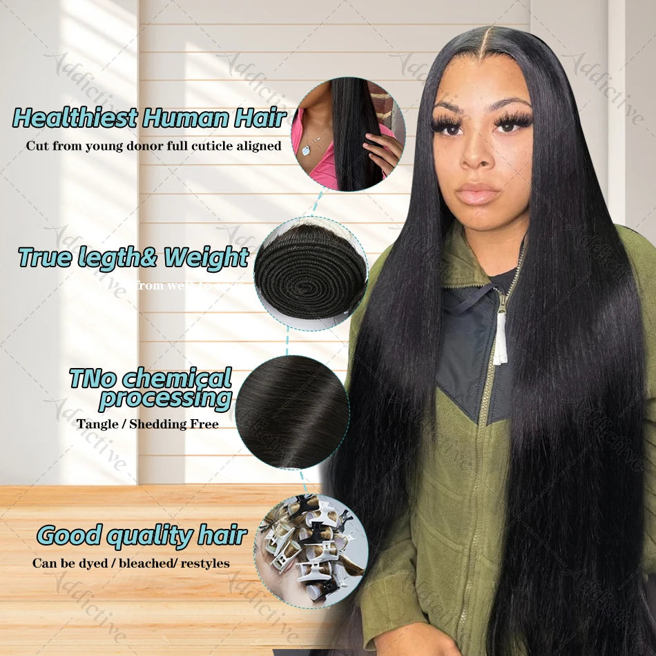 30 32 40 Inch Bundles 3/4 Pcs Bone Straight Brazilian Remy 100% Human Hair Bundles Raw Hair Extensions Tissage For Women