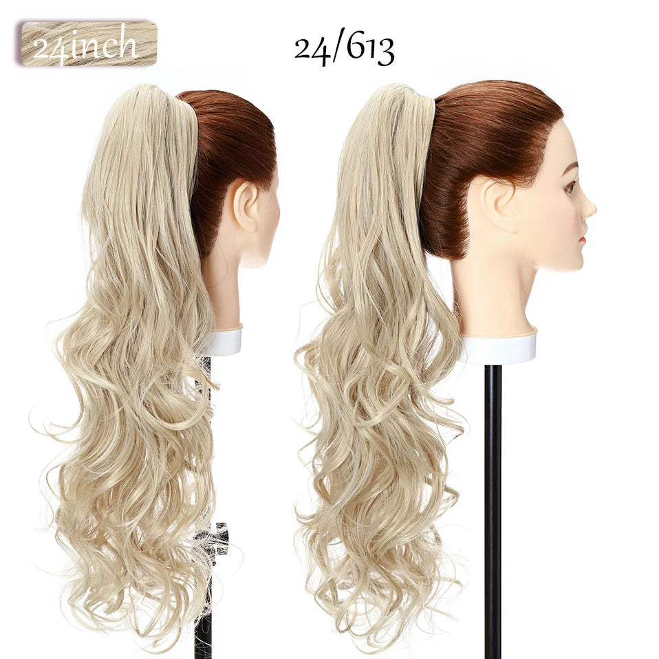 S-noilite Synthetic 18-26inch Claw Clip On Ponytail Hair Extension Ponytail Extension Hair For Women Pony Tail Hair Hairpiece