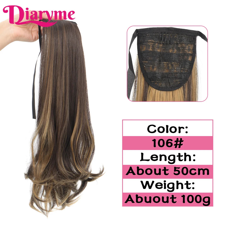 Synthetic Hairpiece Long Ponytail Hair Extensions Black Brown Wigs For Women Heat Reistan Pony Tail Fake Hair Clip In Ponytail