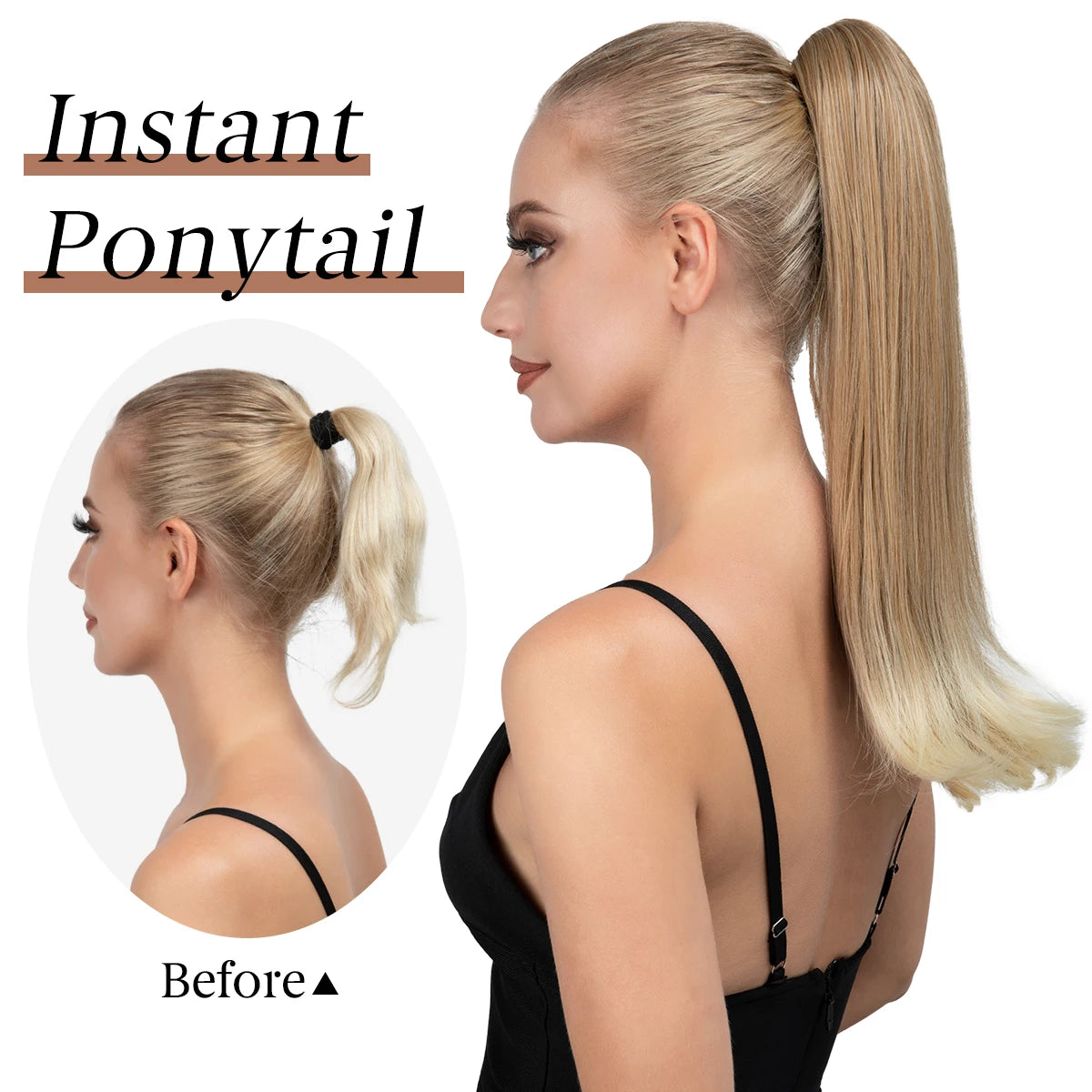 SARLA Premium Synthetic Claw Clip In Ponytail Hair Extensions Long Hairpiece Silky Straight Fake Pigtail With Band For Women