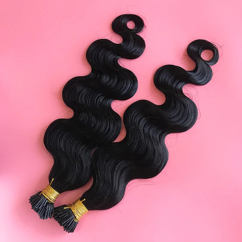 Body Wave Brazilian Remy Human I Tip Hair Bundles Extensions Microlinks Stick I Tip Hair Extensions For Women