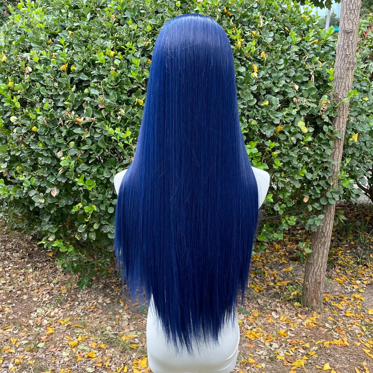 Dark Blue 13X4 Synthetic Lace Front Wigs for Women 26 Inch Long Sliky Straight Lace Wigs Half Hand Tied 150% Density Glueless