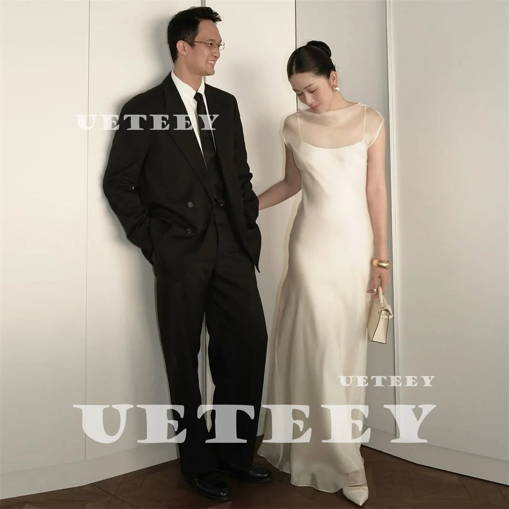 UETEEY Customized Korea Simple Elegant Satin And Tulle Mermaid Wedding Dress For Women Open Back Court Train Bridal Gown
