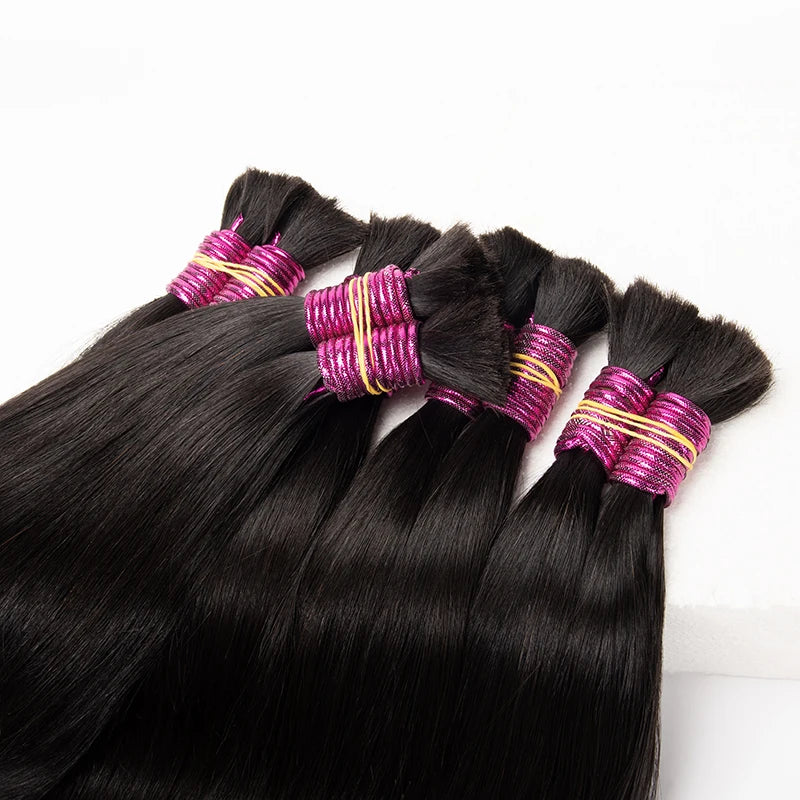 Straight Human Hair Bulk For Braiding Extensiones Cabelo Humano 100% Natural Balck Virgin Weaving Unprocessed No Bulk Human Hair