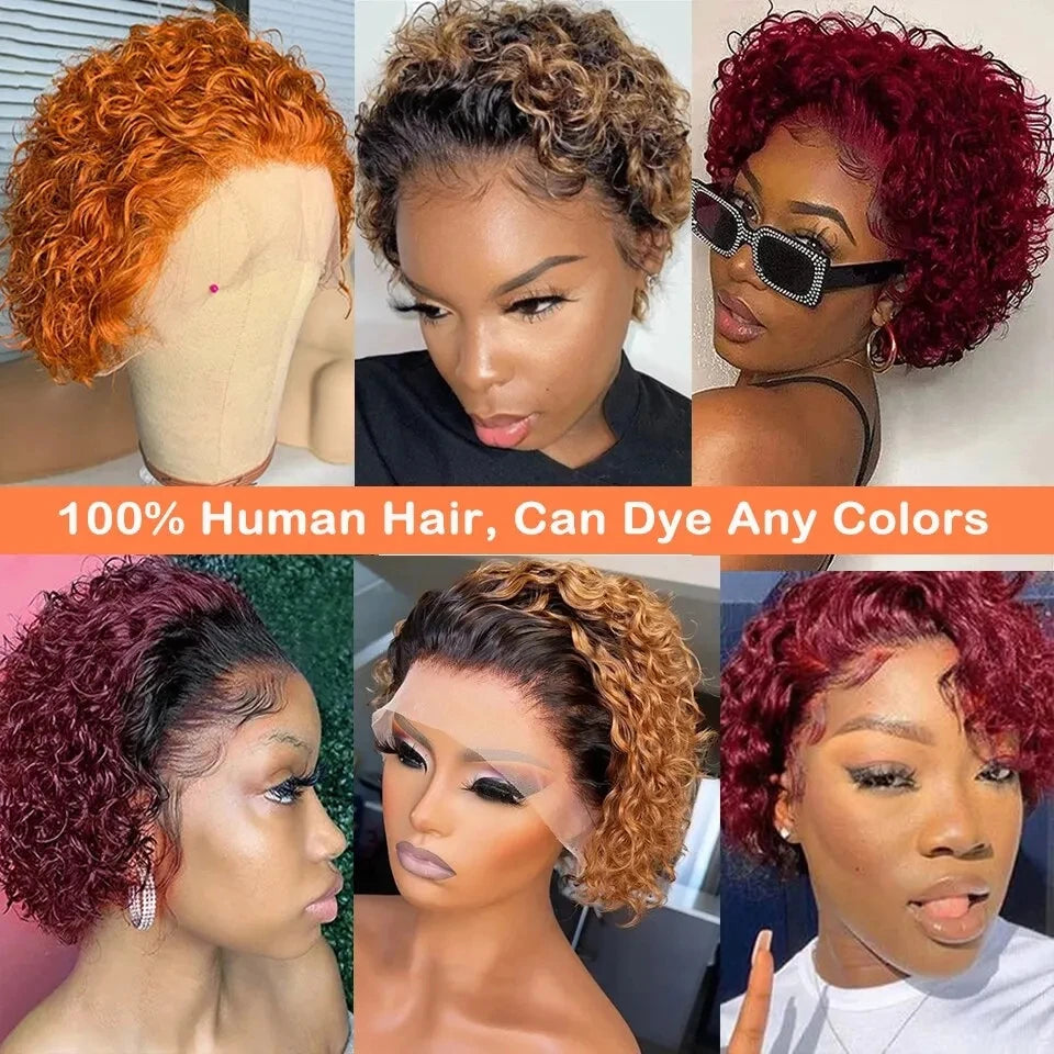 Pixie Cut Wigs 13x2 Lace Frontal Wigs Human Hair Short Kinky Curly Bob Human Hair Wigs For Women Lace Front Human Hair Wigs