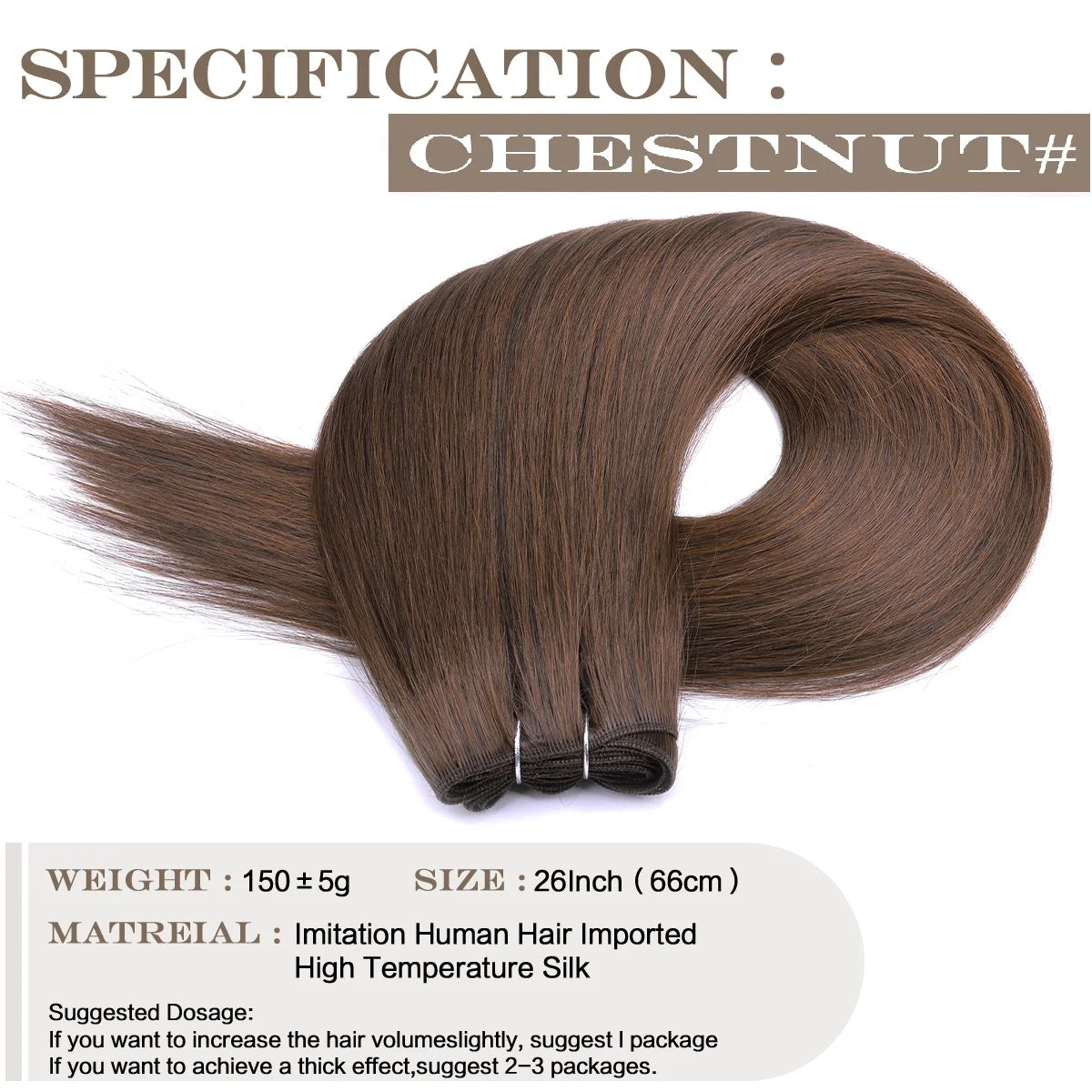 26Inch Synthetic Straight Hair Weave Hair Bundles 150g Natural Long Hair Extensions Yaki Straight Hair Weaving For Women Fake