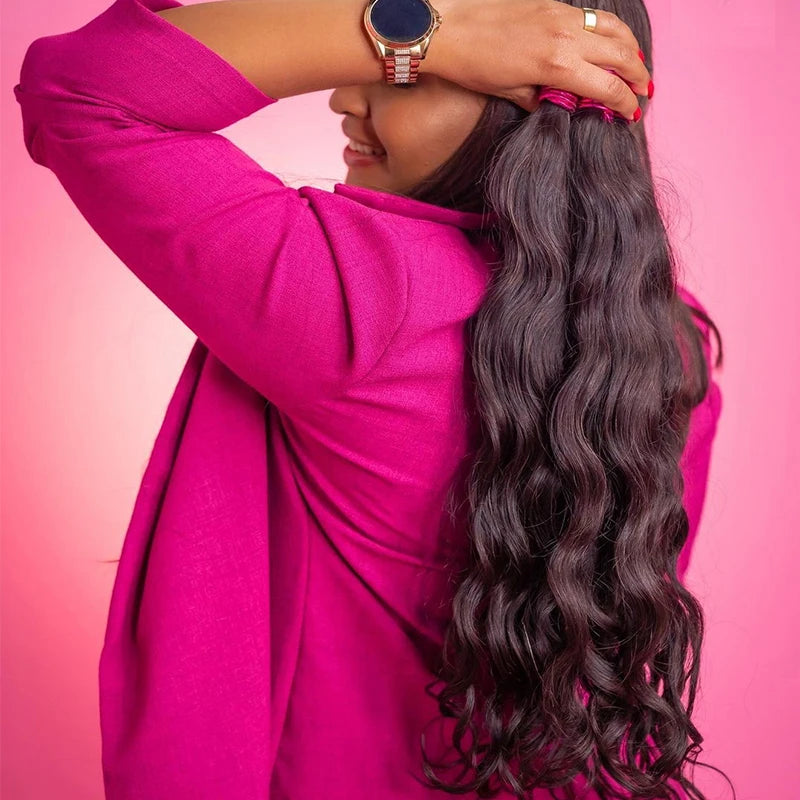 Body Wave Hair Bulk No Weft Remy Hair Extensions 100% Real Human Hair Natural Black Wavy Indian Hair Original Human Hair