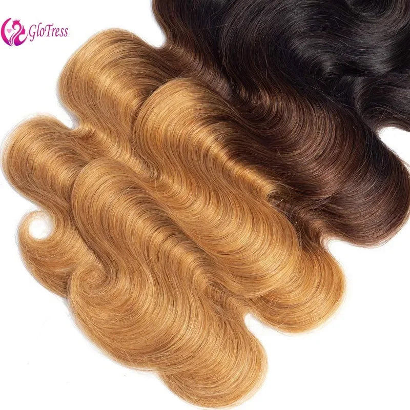 T1B/4/27 Color Ombre Body Wave Human Hair Bundles 10-26 Inch Weave 1/3 Bundles Brazilian Virgin Hair Extensions 100g/Bundles