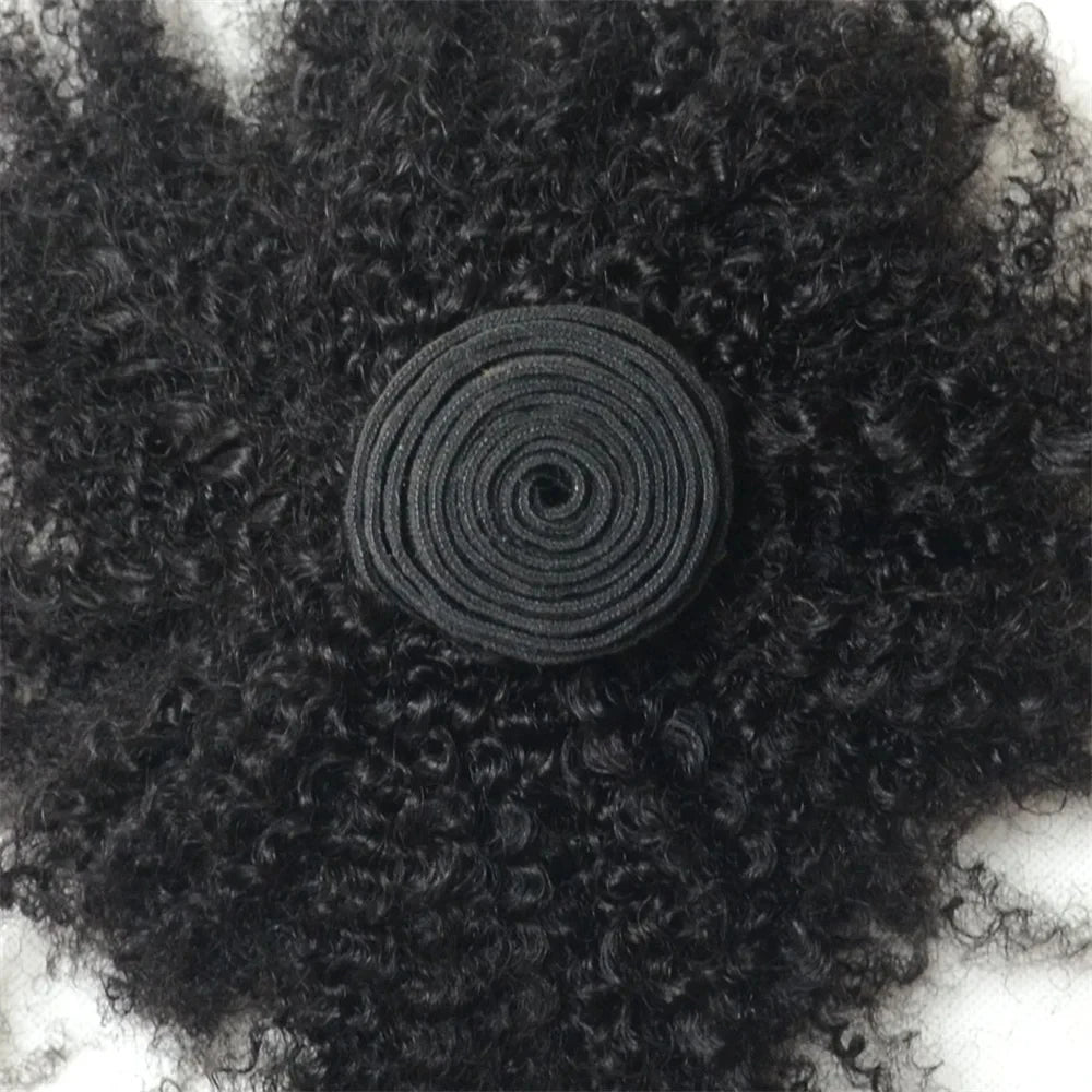 Afro Kinky Curly Human Hair Brazilian Virgin 100% Human Hair Extensions Natural Color Weave 1/3/4 Bundles Double Weft Extensions