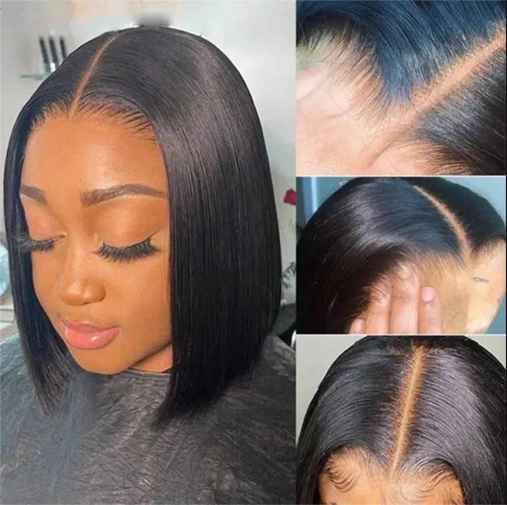 Bob Wig Human Hair Glueless 13x6 Lace Front Wigs Human Hair 100% Human Hair Wigs Transparent 13X4 Straight Lace Frontal Bob Wigs