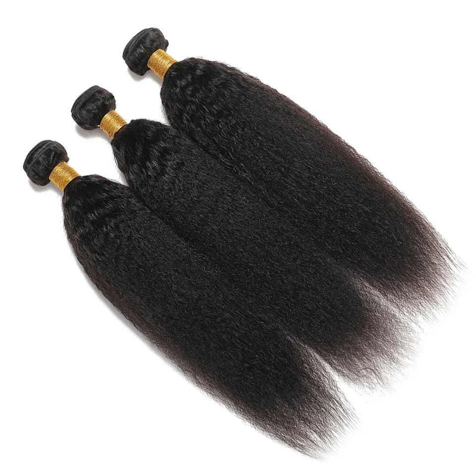 Kinky Straight Human Hair 1/3 Bundles 12-32 Inch 100% Peruvian Human Yaki 10A Hair Extensions for Women Delivery 3-5 Days France