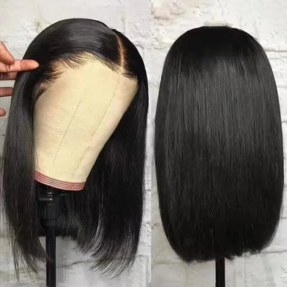 Bob Wig Human Hair Glueless 13x6 Lace Front Wigs Human Hair 100% Human Hair Wigs Transparent 13X4 Straight Lace Frontal Bob Wigs