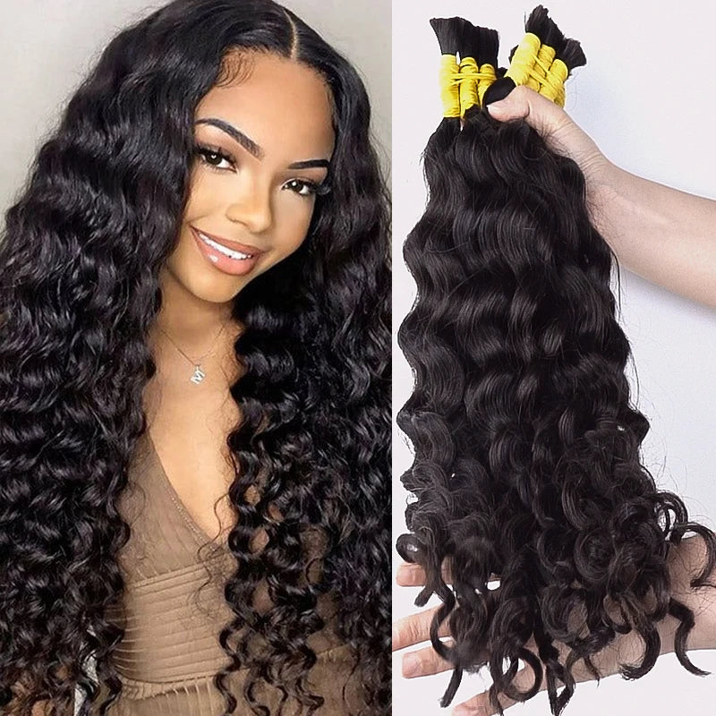 12A Raw Bulk Human Hair Deep Wave For Braiding Deep Wave Burmese Curly No Weft Brazilian Remy Hair Extensions Bundles 100 Grams