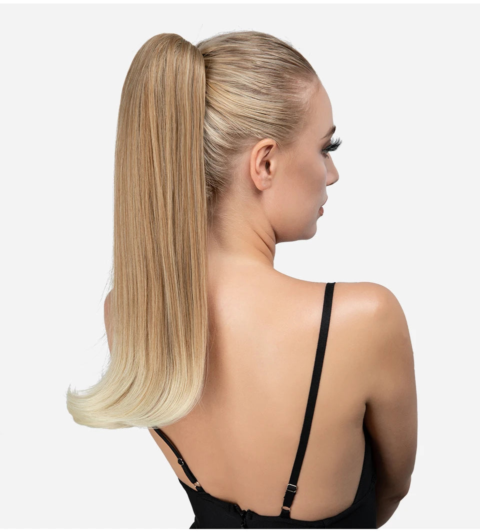 SARLA Premium Synthetic Claw Clip In Ponytail Hair Extensions Long Hairpiece Silky Straight Fake Pigtail With Band For Women