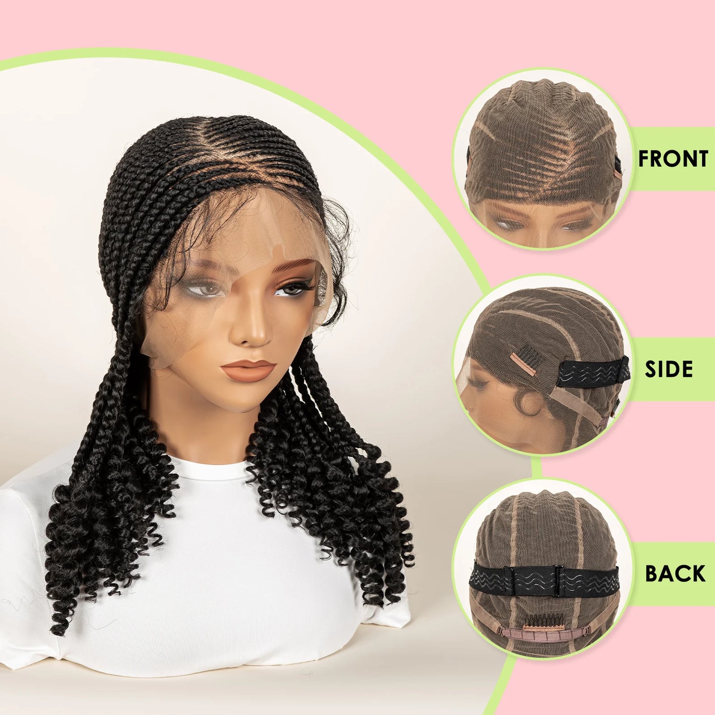 Knotless Wig Synthetic Cornrow Braided Wigs for Women 14 Inch Full Lace Braids Wig Short Blait Natural Black 2025 New Hairstyle