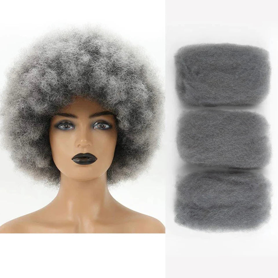 Sleek Brazilian Grey Color Remy Hair Afro kinky Bulk Remy Bulk Hair No Attachment Human Hair For Braiding Dreadlock Hair