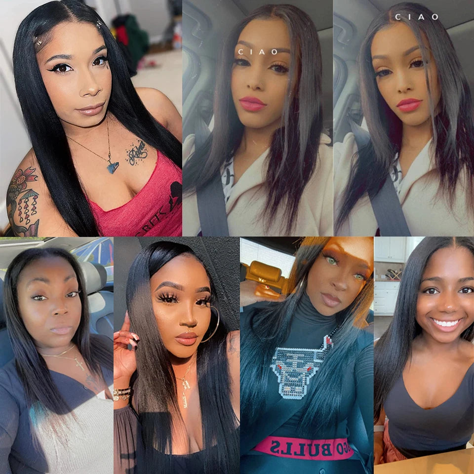 Sleek Human Hair Wigs Blonde Lace Front Wig For Women Straight Bob Wig Lace Closure Gold Brazilian Wigs Highlight Cosplay Wigs