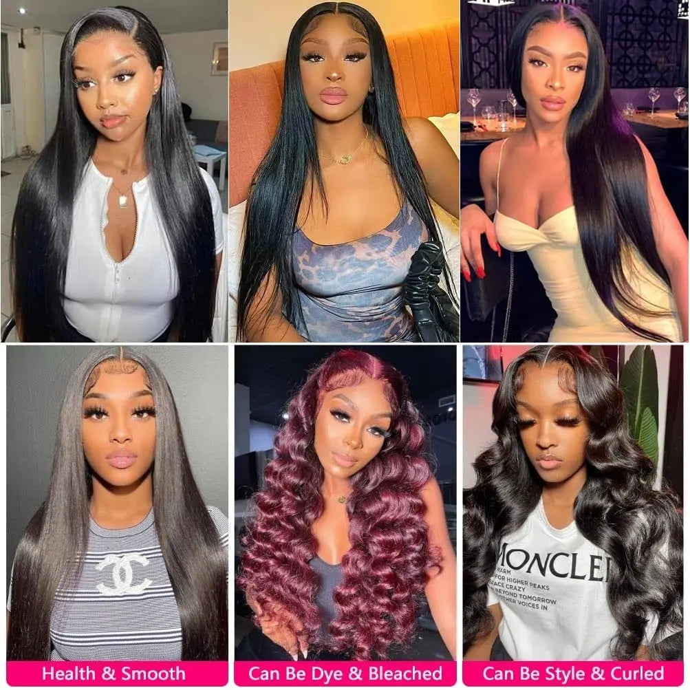 Straight Human Hair Bundles with Closure 100% Unprocessed Brazilian Human Hair 3 Bundles with Frontal 4x4 Closure with Baby Hair