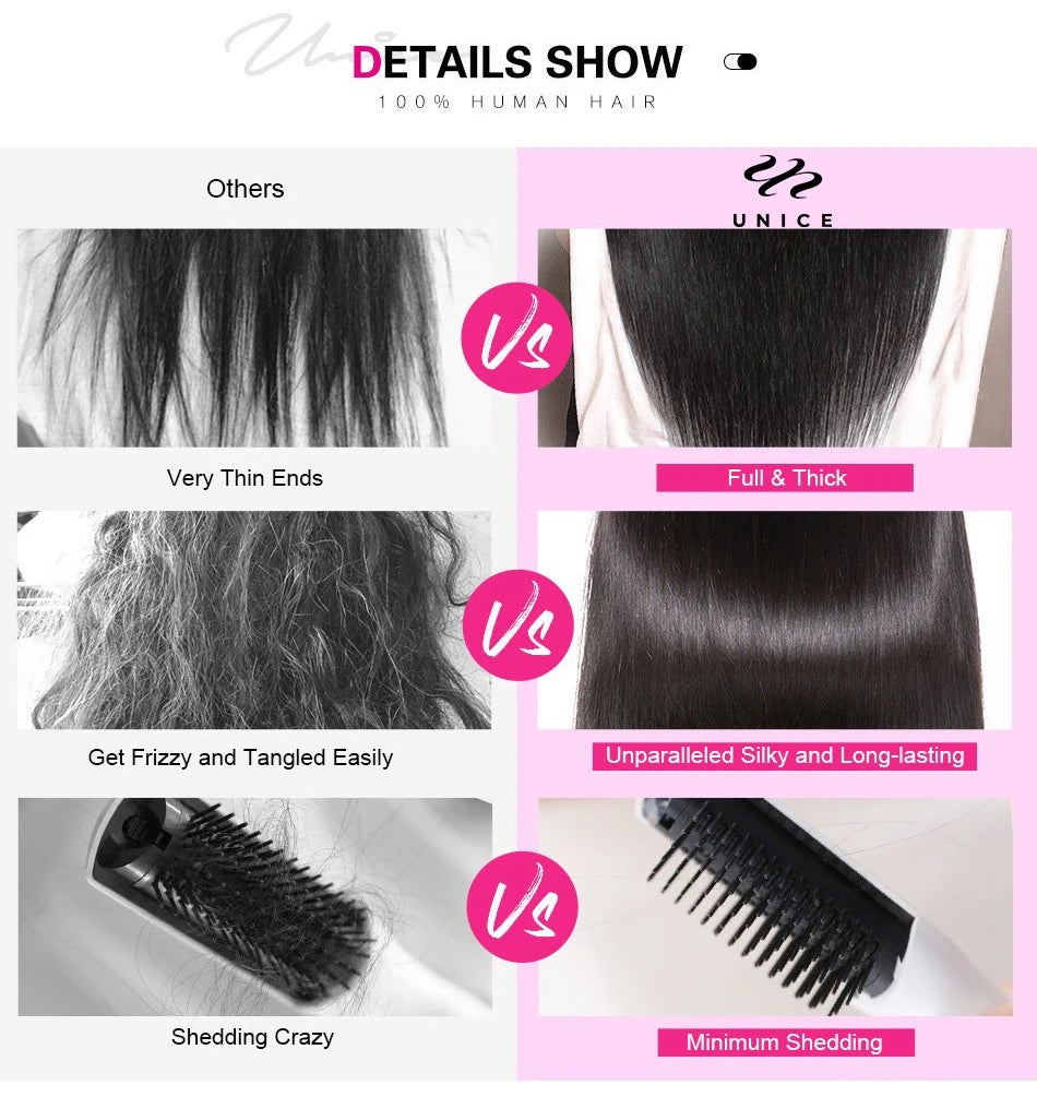 UNICE Hair Upgraded Drawstring Body Wave V Part Wig 100% Human Hair Natural Color V-Part Wig Ombre Brown VPart Wigs 150% Density