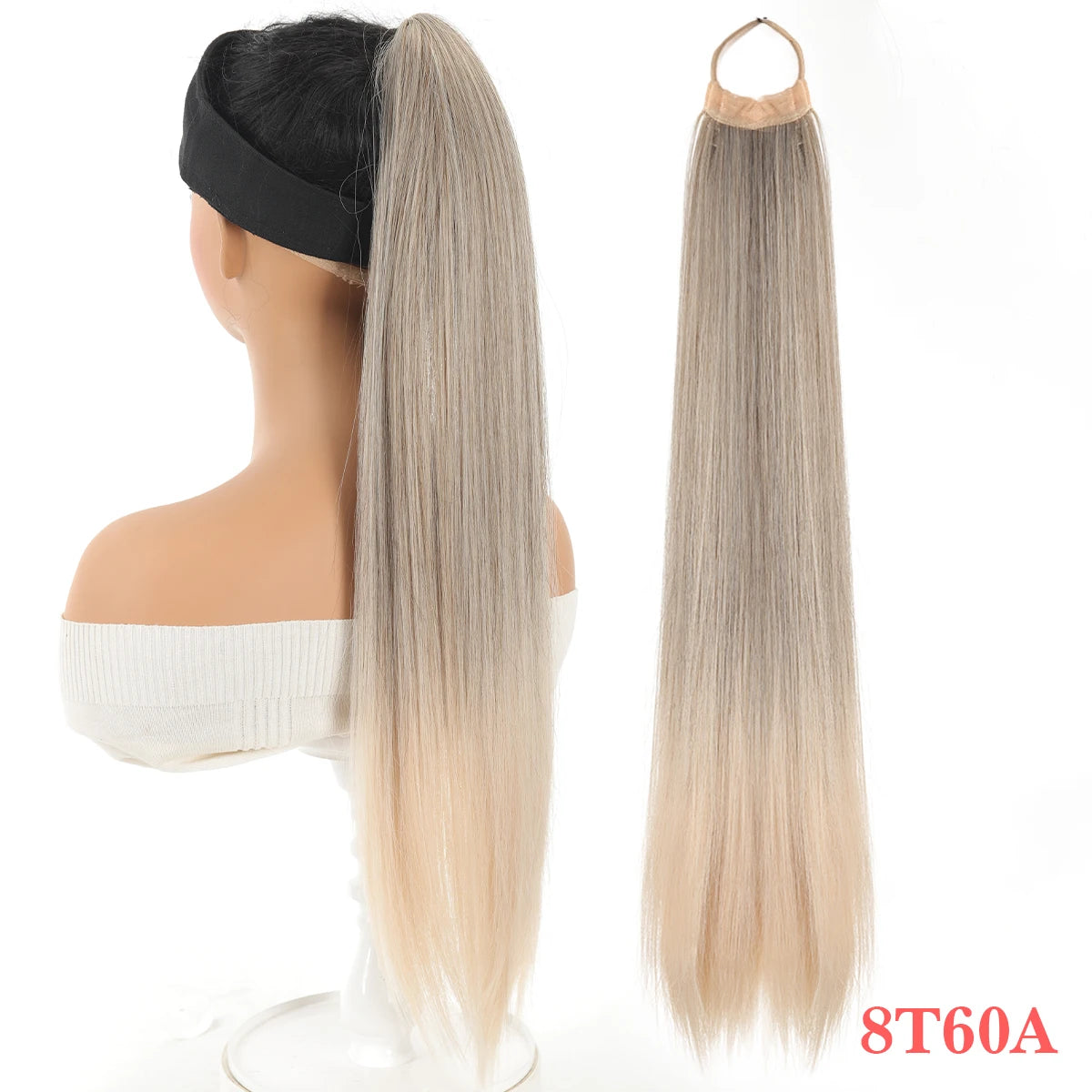 Long Straight Hair Synthetic Rubber Band Elastic Ponytail Extension Natural Woman High Ponytail Soft Heat-resistant Hairpiece