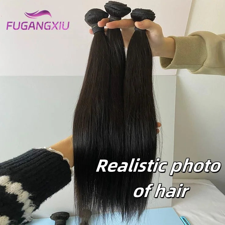 12A Bone Straight Hair Bundles Brazilian 100% Human Hair Weave Bundles 1/3/4 PCS Natural Black 8-30" Remy Human Hair Extensions