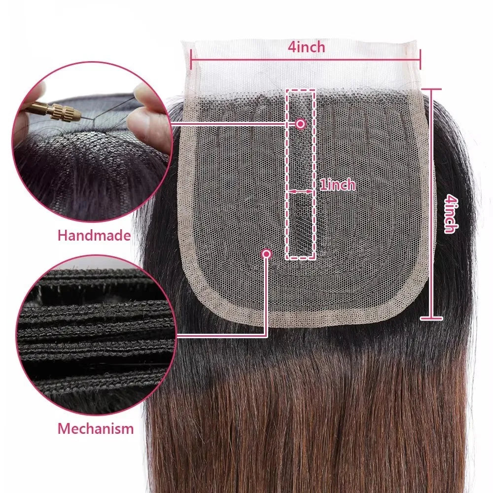 Ombre Color Body Wave Human Hair Bundles With Closure Brazilian Virgin Hair Bundles 1b/4/27 1b/4/30 Hair Weave Bundle Human Hair