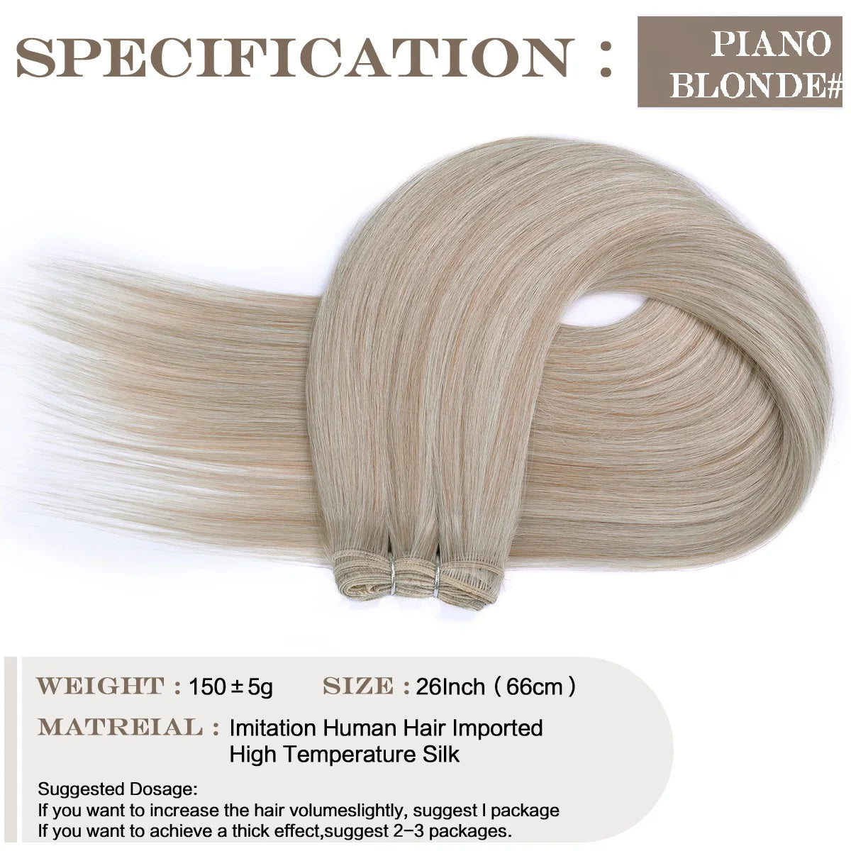 26Inch Synthetic Straight Hair Weave Hair Bundles 150g Natural Long Hair Extensions Yaki Straight Hair Weaving For Women Fake