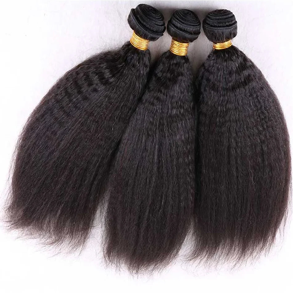 Kinky Straight Human Hair 1/3 Bundles 12-32 Inch 100% Peruvian Human Yaki 10A Hair Extensions for Women Delivery 3-5 Days France