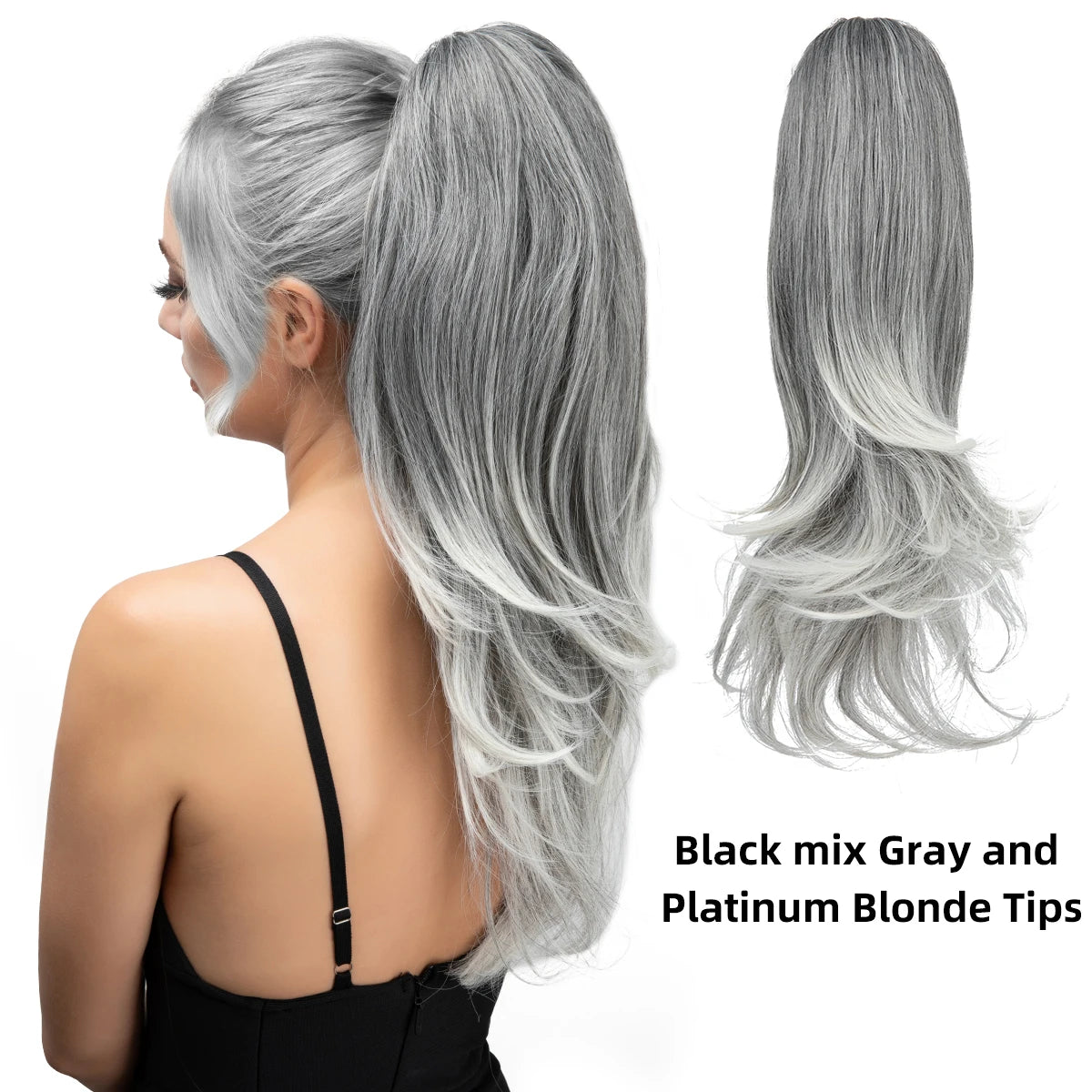 SARLA Premium Synthetic Claw Clip In Ponytail Hair Extensions Long Hairpiece Silky Straight Fake Pigtail With Band For Women