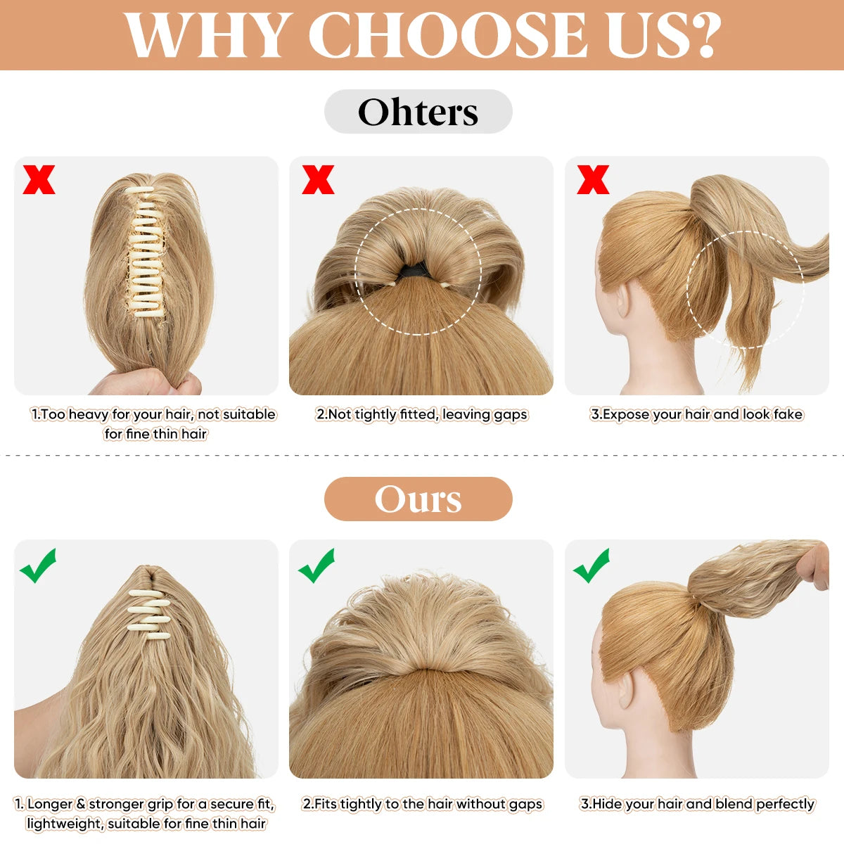 13Inch Premium Synthetic Curly Claw Clip In Ponytail Blonde Brown Short Hairpiece Fake Hair False Pigtail Hair Extensions P064