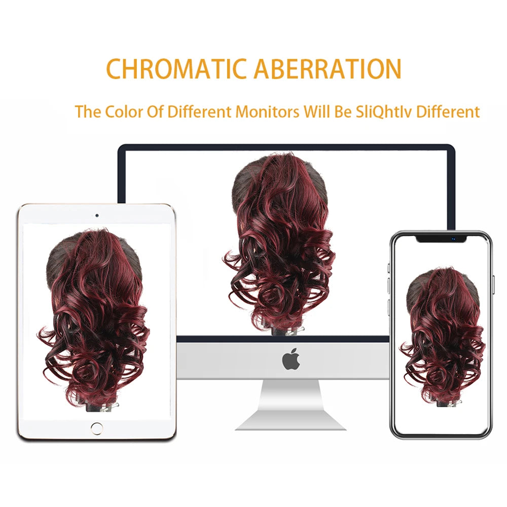 Synthetic Claw Clip In Short Ponytail Curly Pony Tail Clip-on hair False Wig House Pony Extension Hairpiece For Women