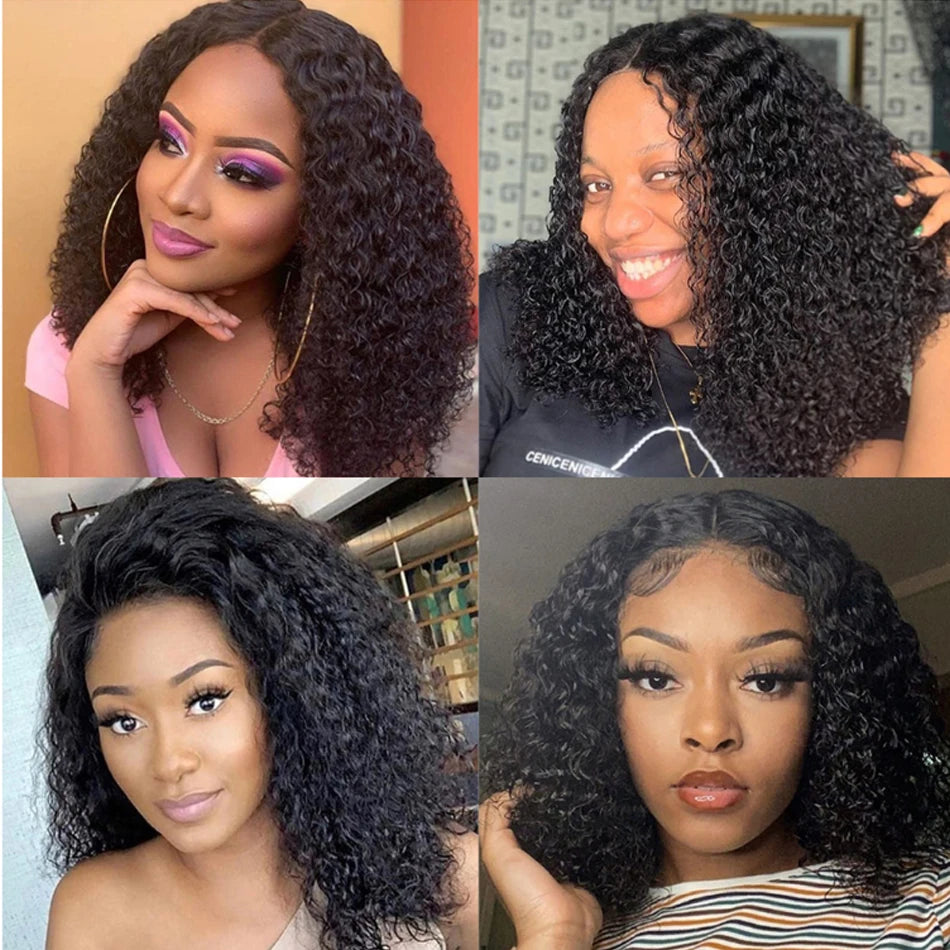 13X4 Mongolian Kinky Curly Lace Front Wigs For Women Preplucked With Baby Hair Curly 12A Human Hair Wigs Deep Curls Wig