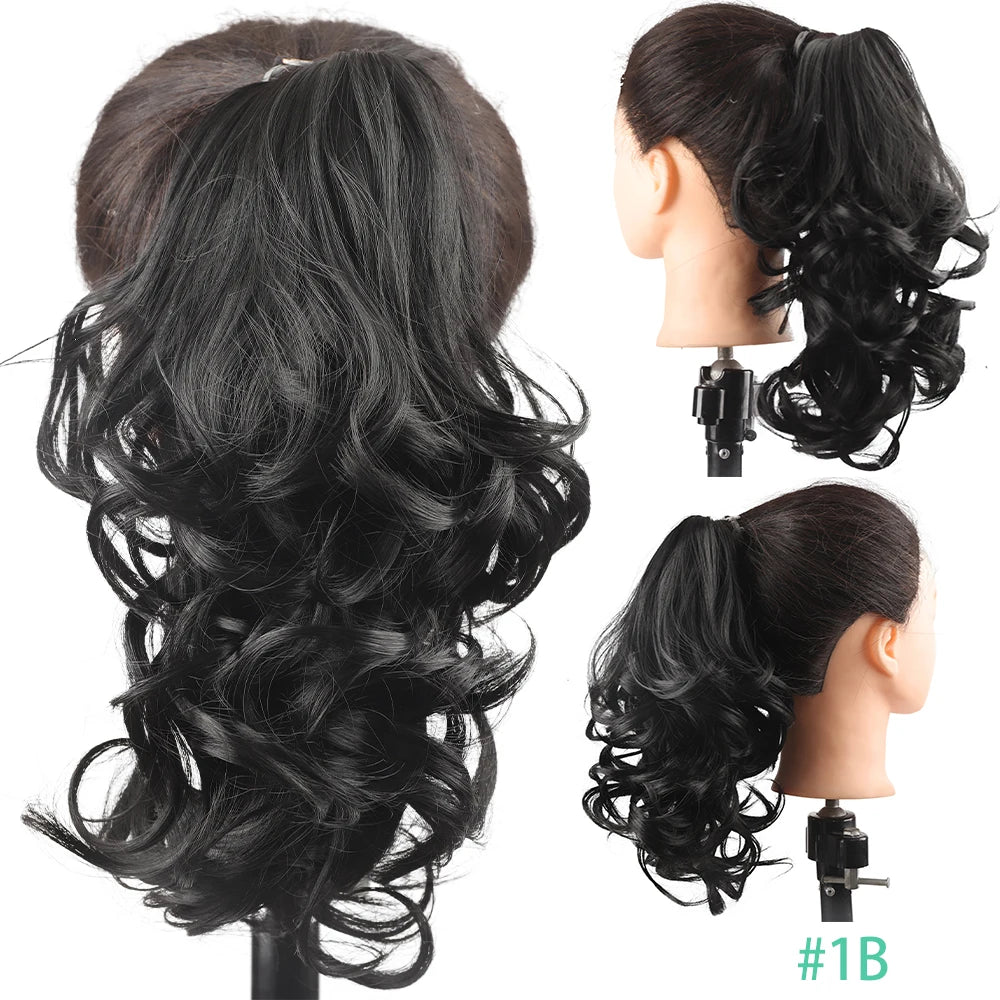 Synthetic Claw Clip In Short Ponytail Curly Pony Tail Clip-on hair False Wig House Pony Extension Hairpiece For Women