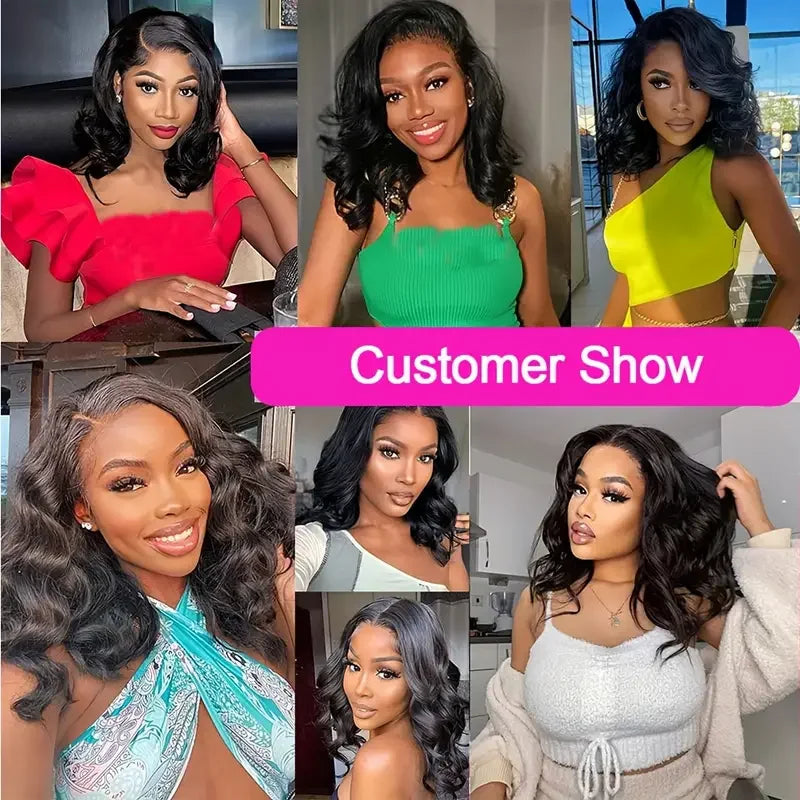 12A Short Bob Wig Loose Body Wave Wig 13x4 HD Transparents Lace Front Human Hair Wigs for Women Glueless Wigs Lace Frontal Wig