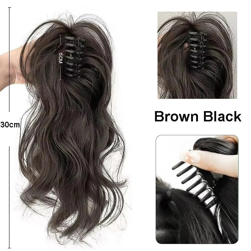 12Inch/30CM Synthetic Claw Clip In Ponytail Hair Extensions Short Curly Claw Clip Ponytail For Women Hair Extension Hairpiece