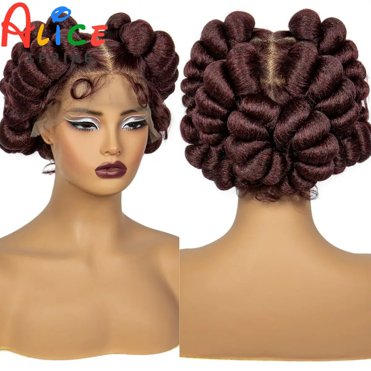 Synthetic Full Lace Handmade Bantu Braided Wigs Short Cute Natural Braided Lace Wigs For Black Women Knotless Braids Wigs