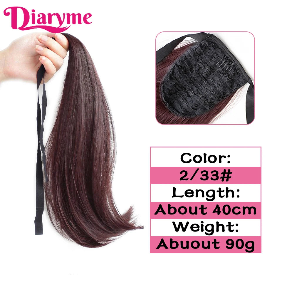 Synthetic Hairpiece Long Ponytail Hair Extensions Black Brown Wigs For Women Heat Reistan Pony Tail Fake Hair Clip In Ponytail