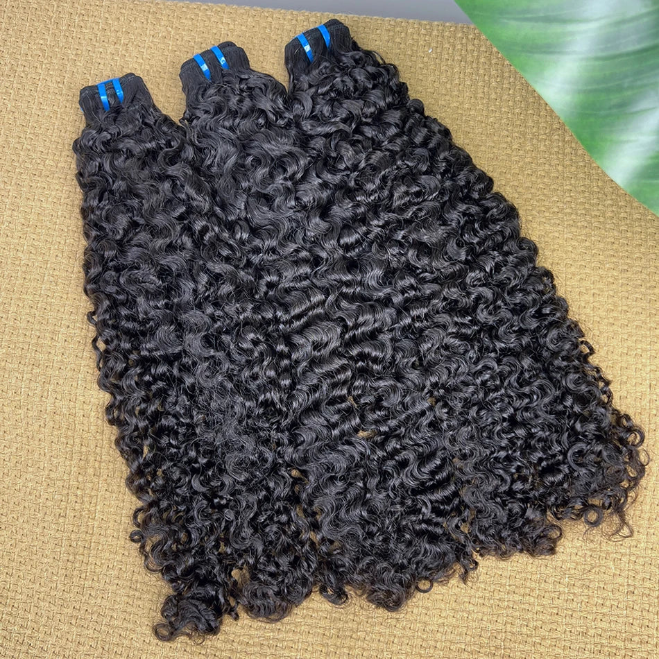 15A Burmese Curly Human Hair Bundles Double Weft #1B 100% Unprocessed Raw Virgin Hair Weave Extensions Can Bleach to #613 Color