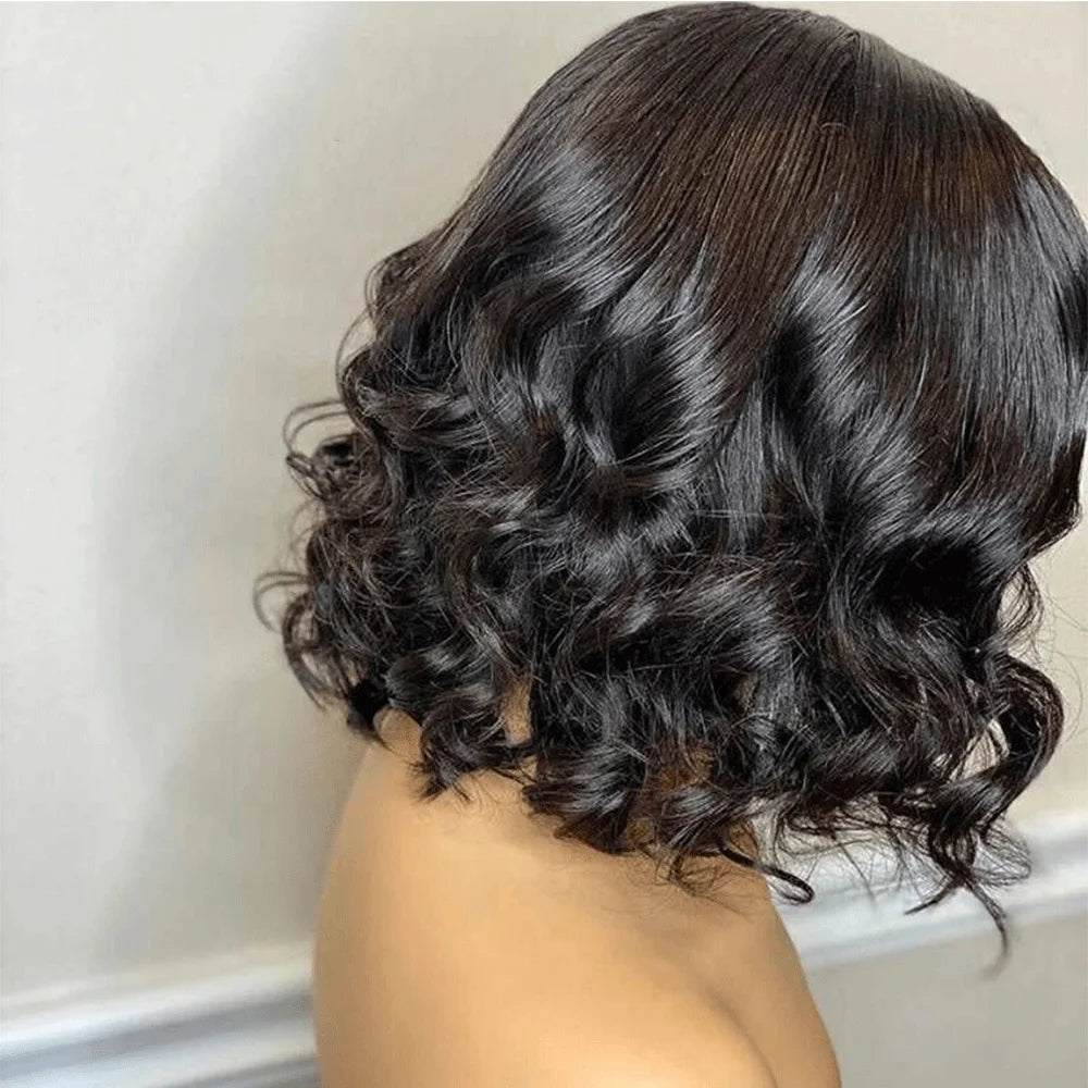 12A Short Loose Body Wave Bob Wig Brazilian Virgin Human Hair Lace Front Wigs 13X4 Transparent Body Wave Frontal Closure Wigs