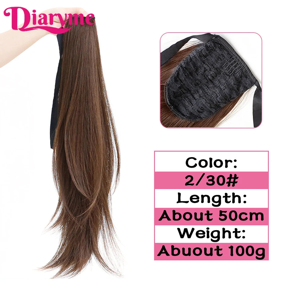 Synthetic Hairpiece Long Ponytail Hair Extensions Black Brown Wigs For Women Heat Reistan Pony Tail Fake Hair Clip In Ponytail