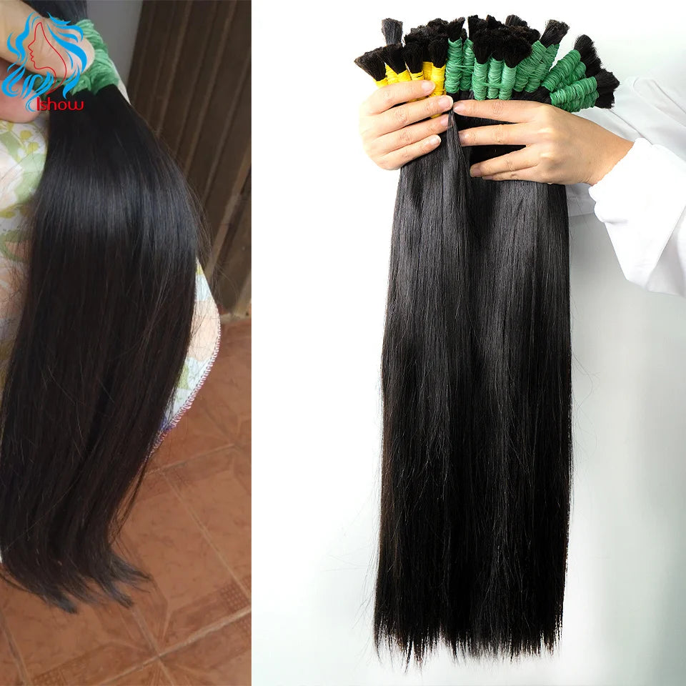 Wholesale Human Hair Bulk For Braiding Natural Color Straight Indian Hair No Weft Braiding Bulk Hair Extensions For Women 50g