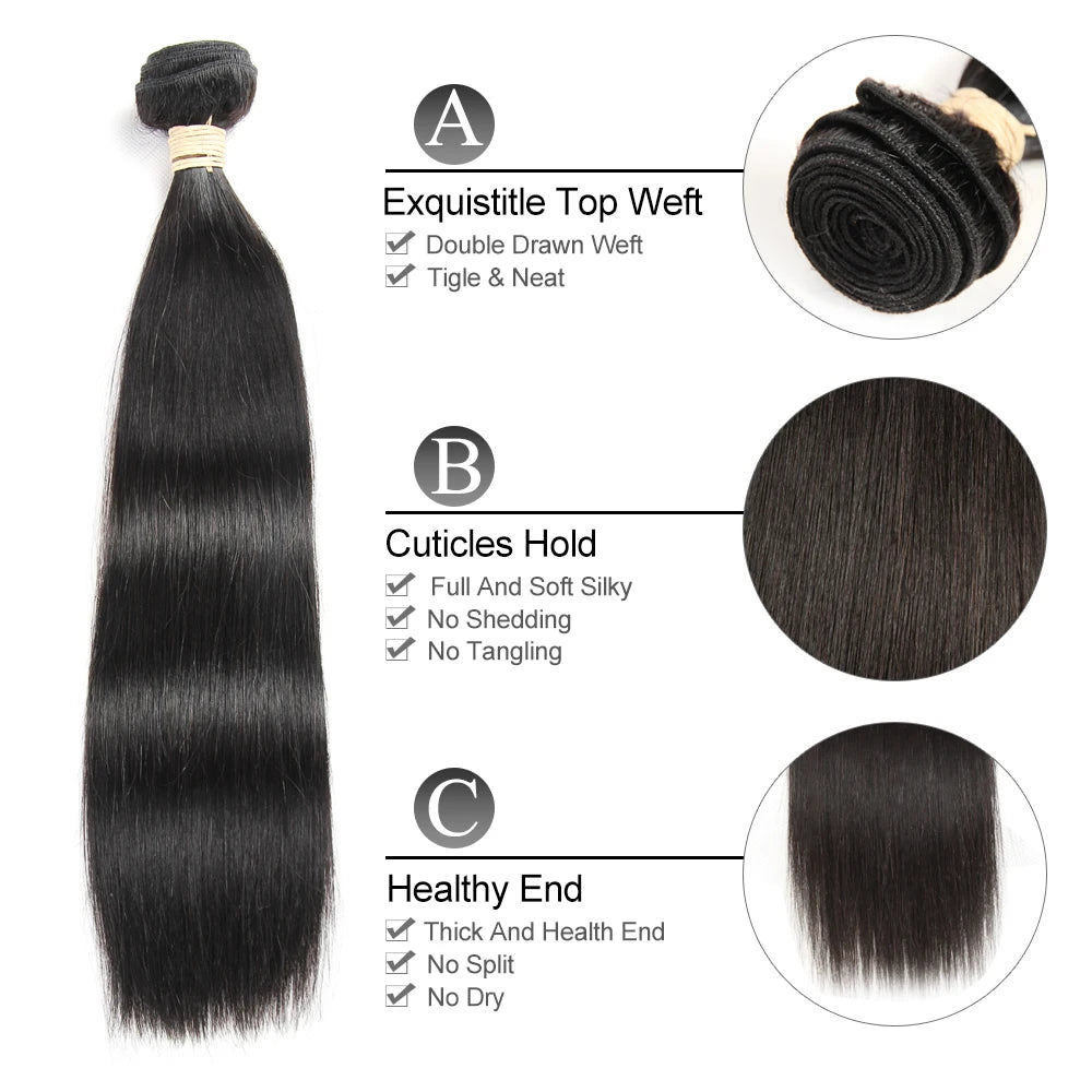 50g Bone Staight Human Hair Extensions Bundles 100% Human Hair Weaving 24 26 28 30 Inch Natural Black Brazilian Virgin Hair