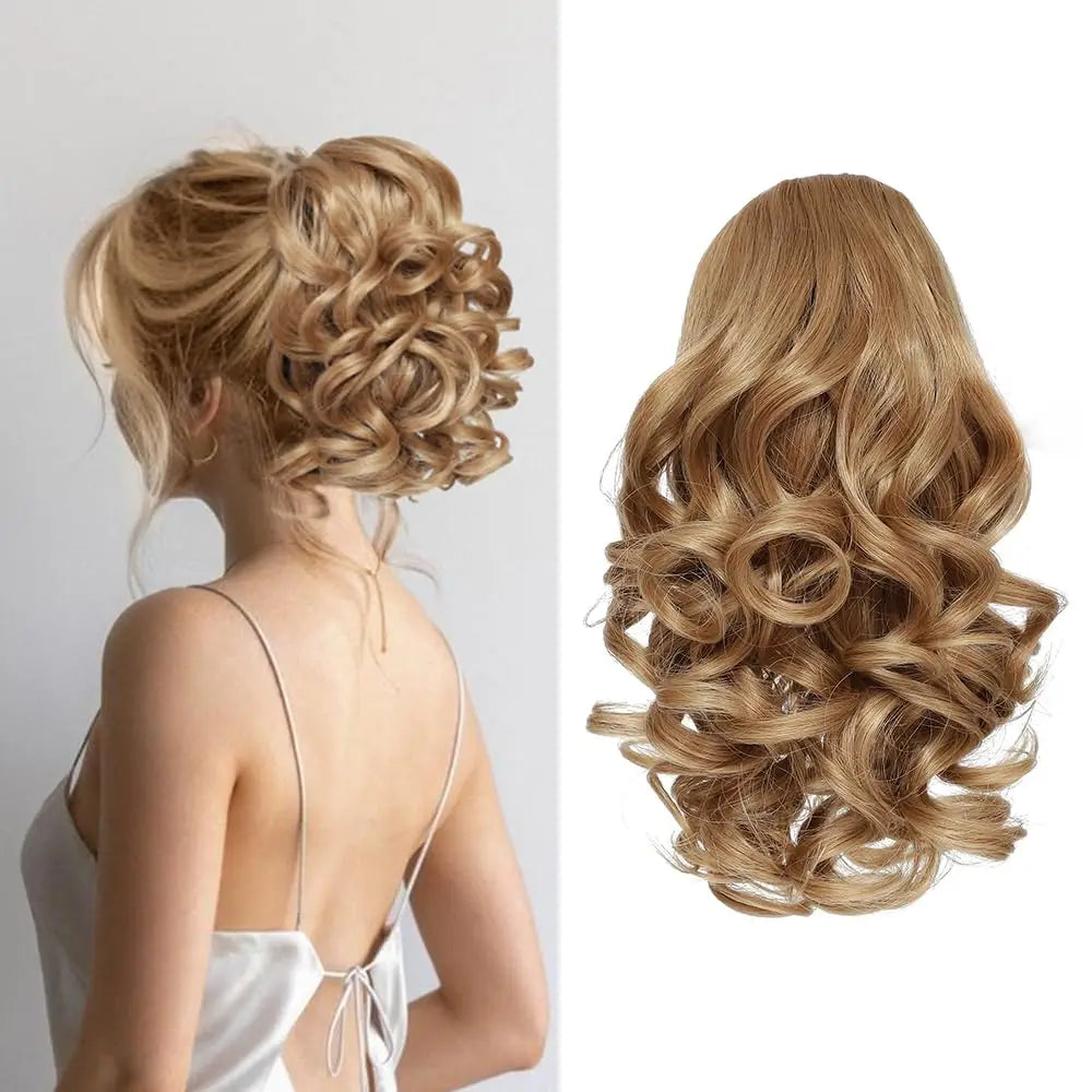 Short Curly Drawstring Ponytail Extensions Synthetic Clip In Hair Extensions Elegant For Daily Use Hair Accessories