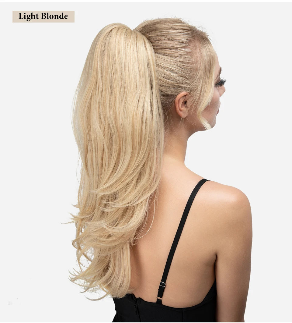 SARLA Premium Synthetic Claw Clip In Ponytail Hair Extensions Long Hairpiece Silky Straight Fake Pigtail With Band For Women