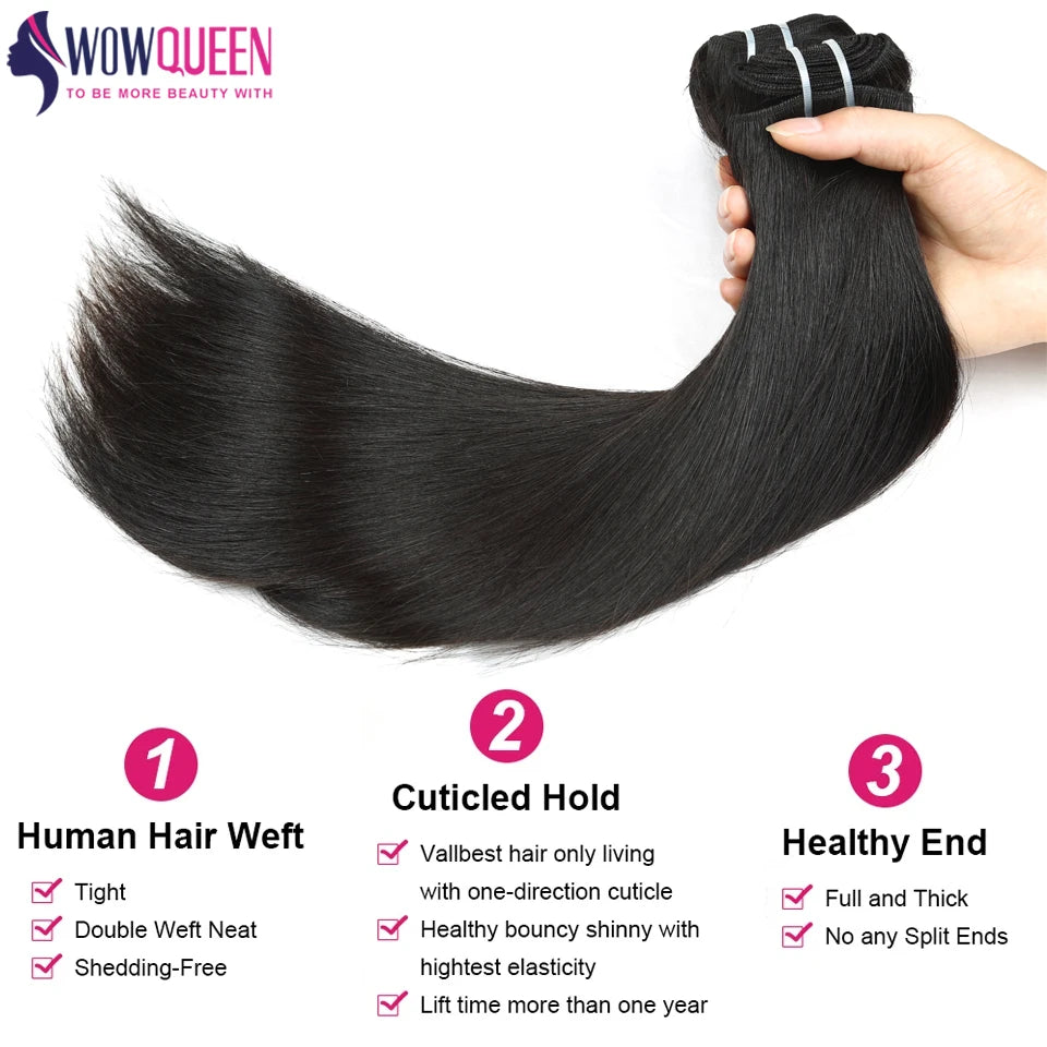 Straight Human Hair Bundles Double Drawn Thick Hair Extensions For Women Vietnamese Raw Hair Bundles Natural Black 1/2/3/4 PCS